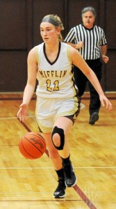 Governor Mifflin’s Madison Koehler scored a team-high 16 points in the Mustangs’ 65-51 win over Pottsville Saturday. (John Strickler - Digital First Media)