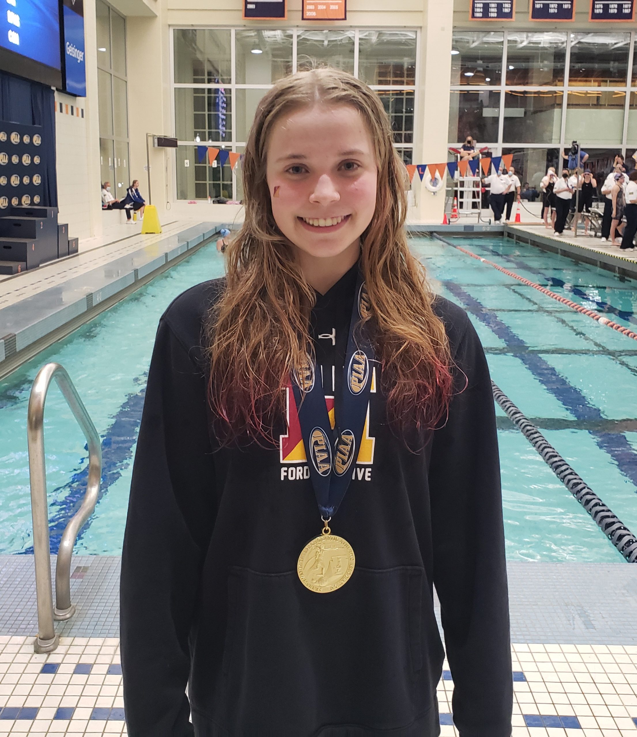 Swimming Eruslanova wins two more golds at her last district meet